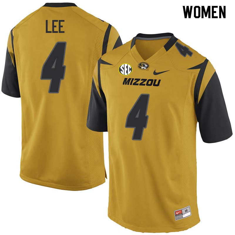 Women #4 Brandon Lee Missouri Tigers College Football Jerseys Sale-Yellow - Click Image to Close